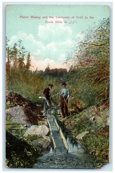 c1910 Placer Mining Discovery Gold Black Hills South Dakota SD Vintage Postcard