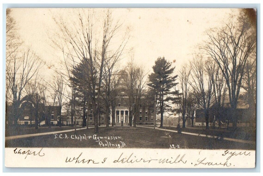 1906 J.C.A. Chapel & Gymnasium View Poultney Vermont VT RPPC Photo Postcard