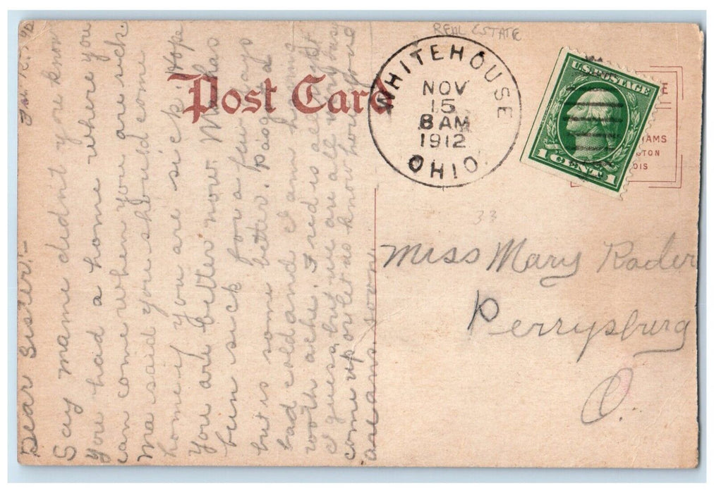 1912 Harrison Staten Land Agent Cow Herd Bloomington Illinois Vintage Postcard