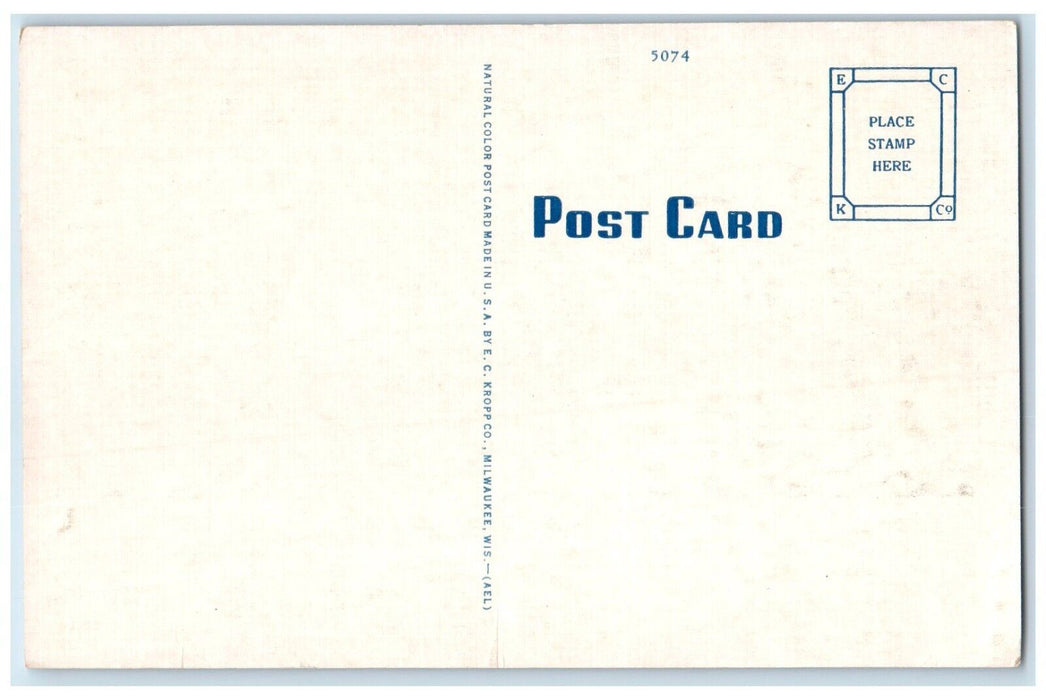 c1940 Welcome to Winona Lake Poem Sunset River Indiana Vintage Antique Postcard