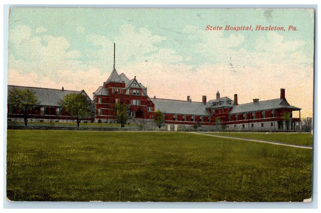 1916 State Hospital Building Hazleton Pennsylvania PA Posted Antique Postcard