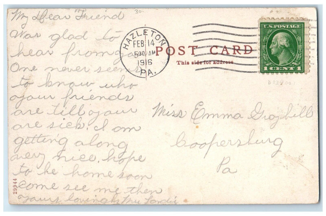 1916 State Hospital Building Hazleton Pennsylvania PA Posted Antique Postcard