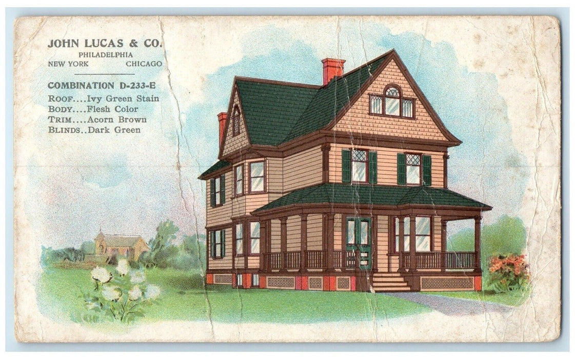 John & Lucas Co. Lucas Paint House Advertising Urbana Ohio OH Antique Postcard