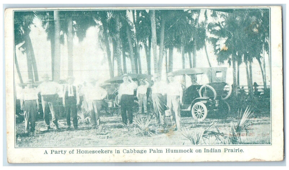 c1910's Party Of Homeseekers In Cabbage Palm Hummock Indian Prairie Postcard