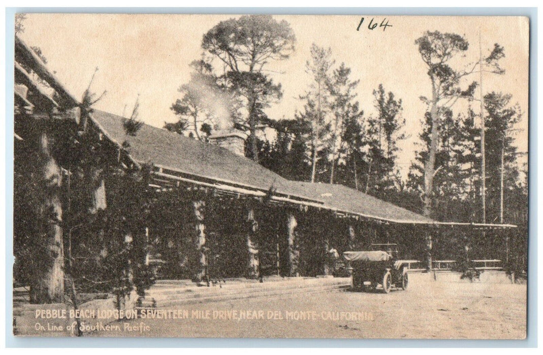 c1910's Pebble Beach Lodge Motel Del Monte CA Southern Pacific Railroad Postcard
