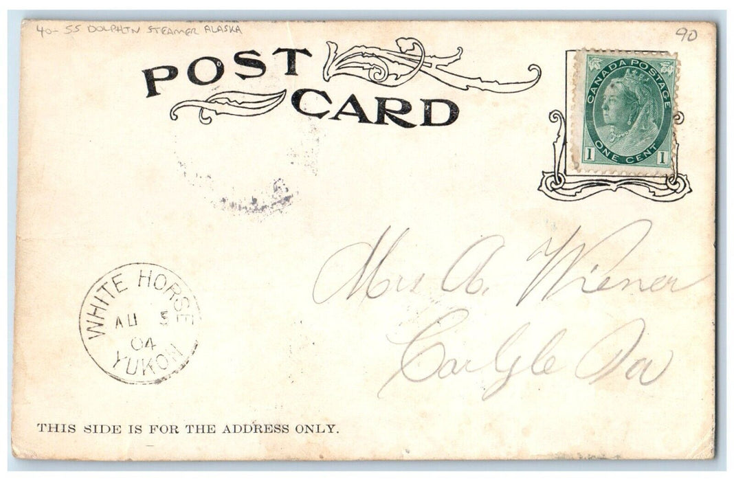 1904 The Alaska Steamship Company SS Dolphin White Horse Yukon Canada Postcard