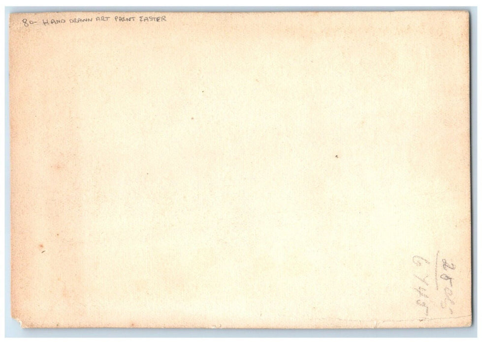 c1905 Easter Wishes Little Boy Bonnet Hand Drawn Art Paint Antique Postcard