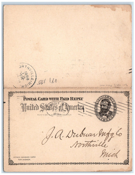 1898 JP Scranton & Co. Car Lead of 6/4 Lumber Detroit MI Fold Out Postcard