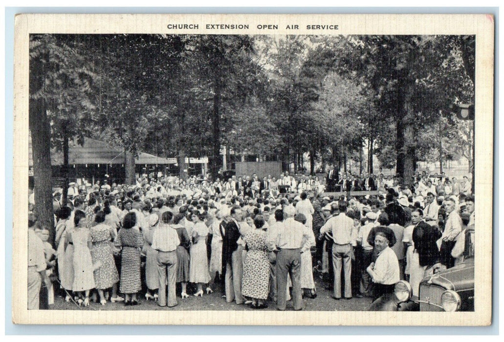 1939 Church Extension Open Air Service Anderson Indiana IN Vintage Postcard