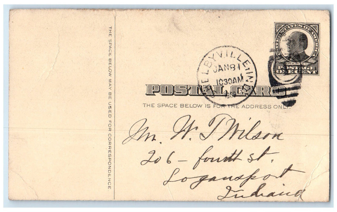 1909 Letter to Mr. W T Wilson Shelbyville Indiana IN Antique Postcard