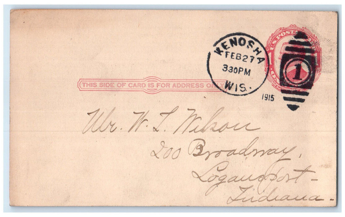 1915 Mr. Wilson Copy Came in Good Condition Letter Kenosha Wisconsin WI Postcard