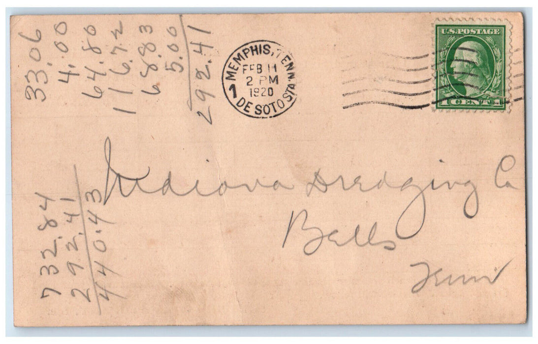 1920 Memphis Coal Company Inc. Memphis Tennessee TN Car Initial Lon Postcard