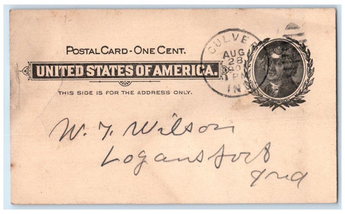 1901 Send Notice of Meeting Culver Indiana IN Logansport IN Posted Postcard