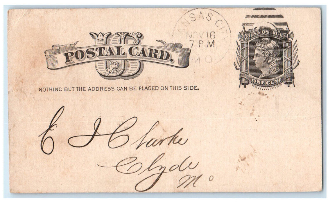 1882 Office of Horner & Bond Covering Remittance Letter Kansas City MO Postcard