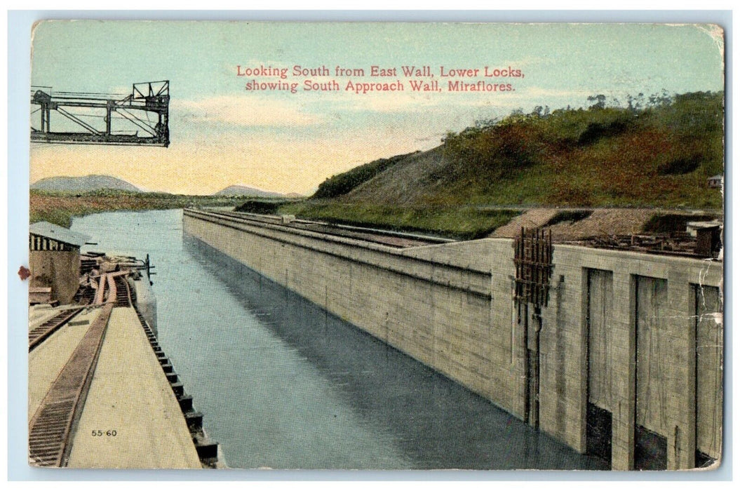 1916 Looking South East Wall Lower Locks Panama Canal To Toronto Canada Postcard
