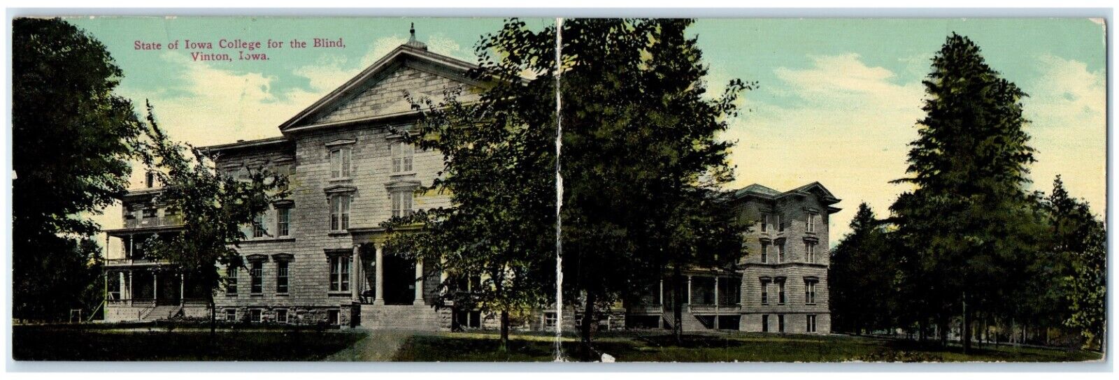 1913 State Of Iowa College For The Blind Vinton Iowa IA Posted Antique Postcard