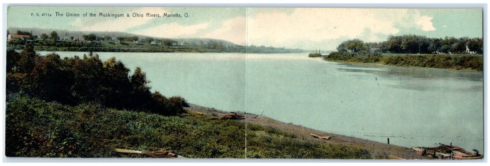 c1905 The Union Of The Muskingum & Ohio Rivers Marrietta Ohio OH Postcard