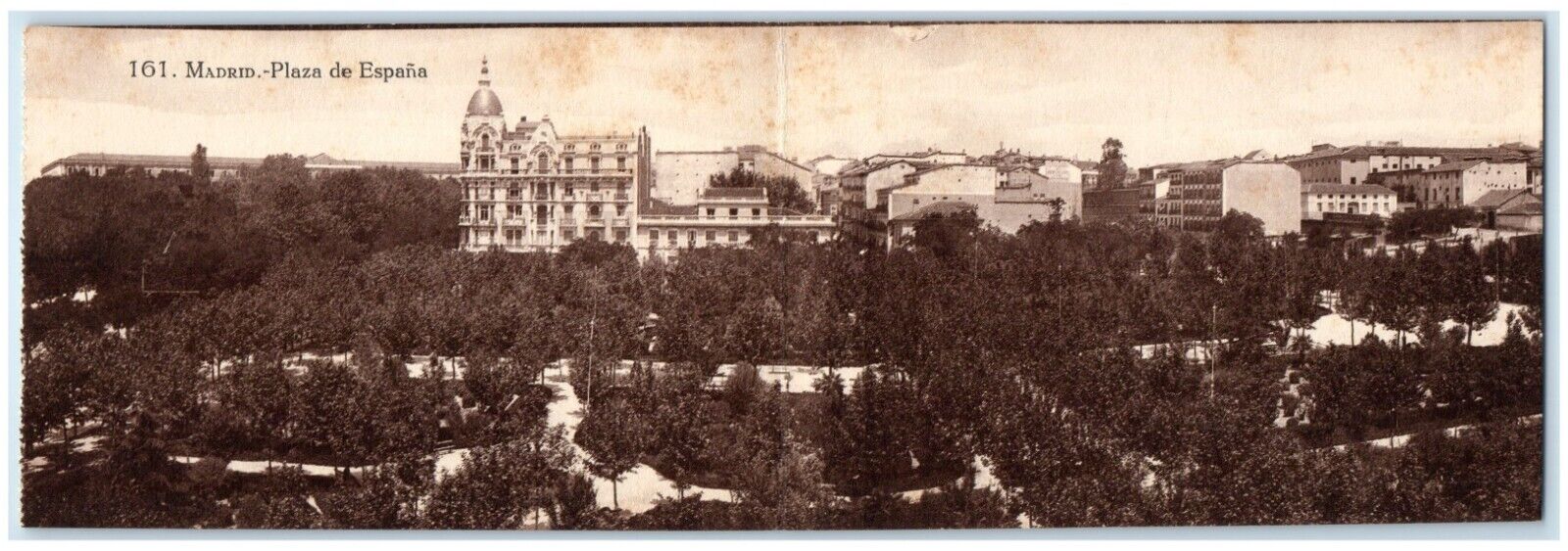 c1910's Bird's Eye View Of Madrid Plaza De Espana Spain Antique Postcard