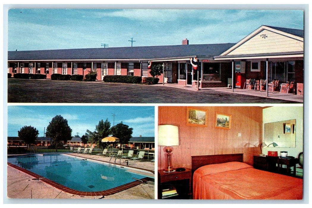 c1950's Wilsonian Motel Pool Room View Grenwood Indiana IN Multiview Postcard