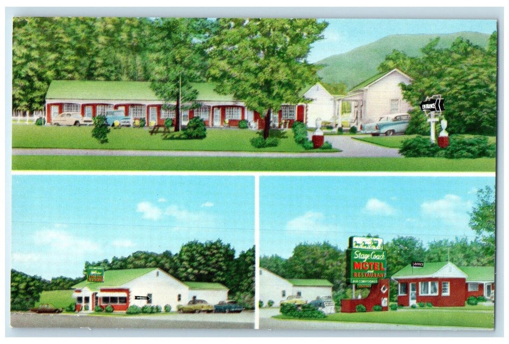 Stage Coach Motel And Restaurant Troutville Virginia VA Multiview Postcard