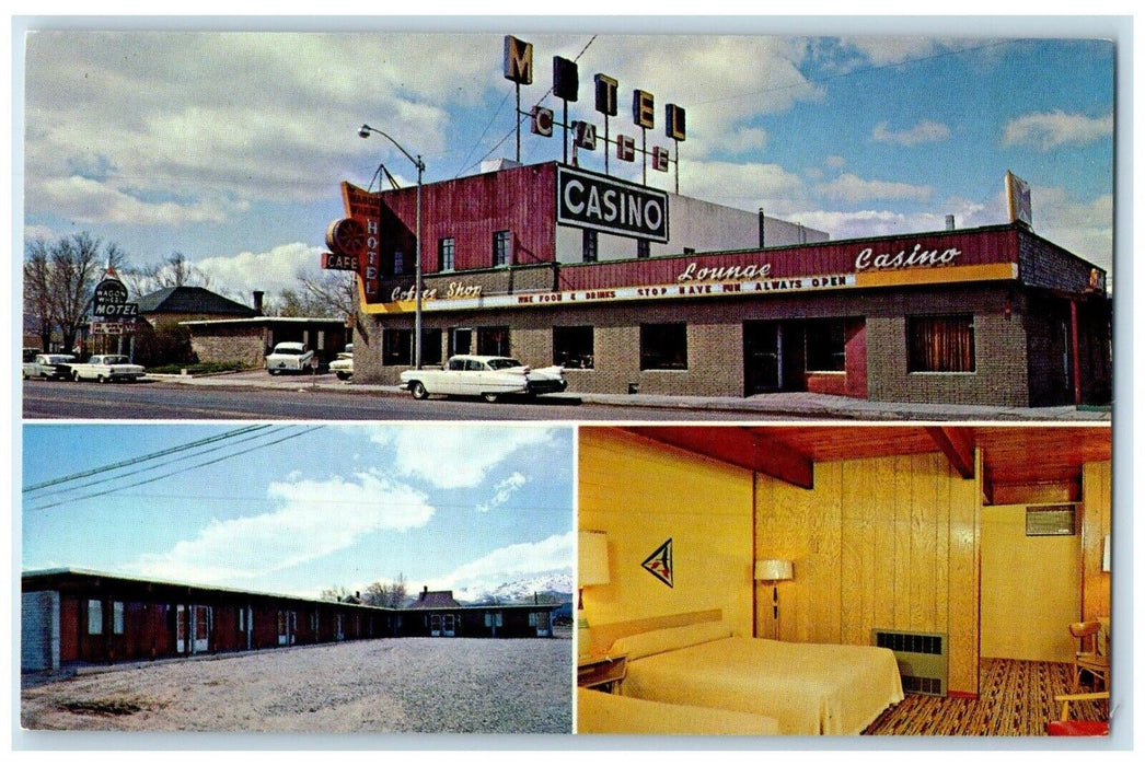 c1950's Wagon Wheel Motel Hotel Wells Nevada NV Multiview Vintage Postcard