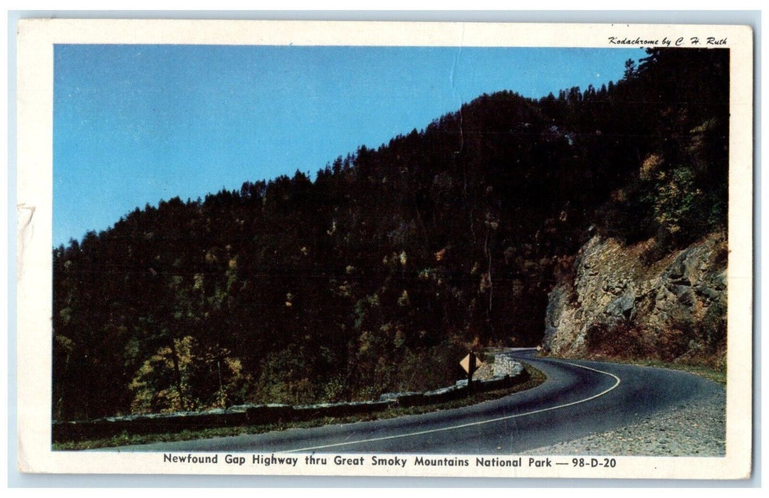 1949 Newfound Gap Highway Thru Great Smoky Mountains National Park TN Postcard