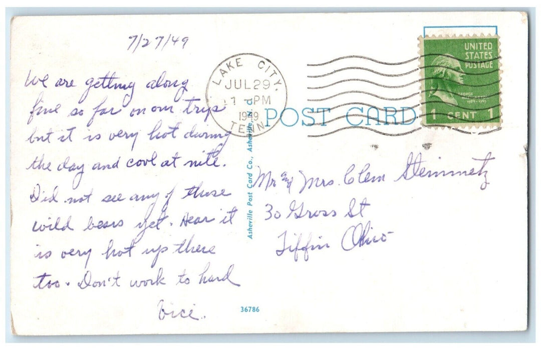 1949 Newfound Gap Highway Thru Great Smoky Mountains National Park TN Postcard