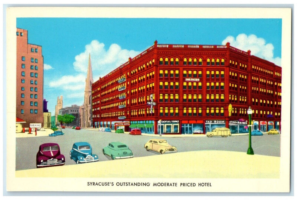 Syracuse's Outstanding Moderate Priced Hotel Yates Tap Room Syracuse NY Postcard