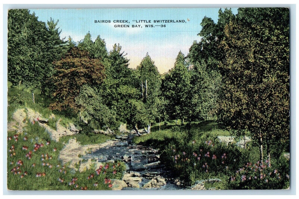 1944 Scenic View Bairds Creek Little Switzerland Green Bay Wisconsin WI Postcard