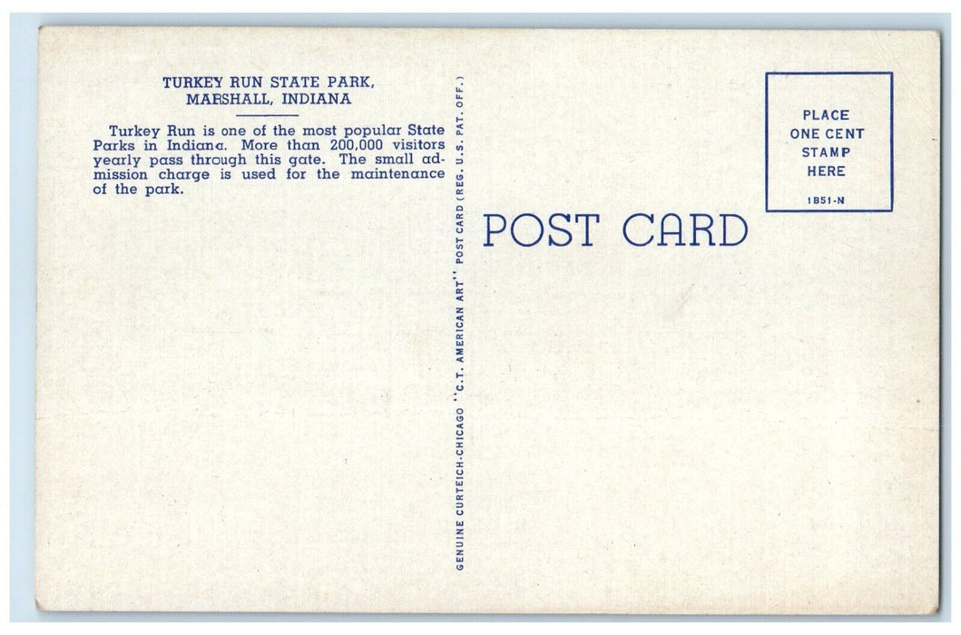 c1940 Roadside View Turkey Run State Park Marshall Indiana IN Unposted Postcard