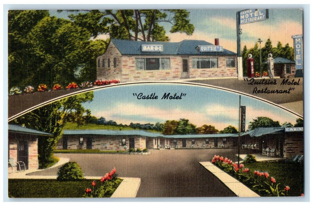 c1940's Castle Motel And Restaurant Washington Pennsylvania PA Vintage Postcard