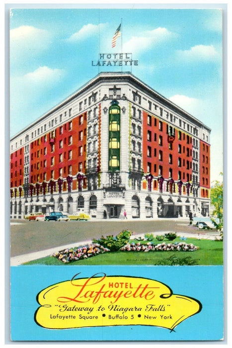 c1960's Hotel Lafayette Building Cars Street View Buffalo New York NY Postcard