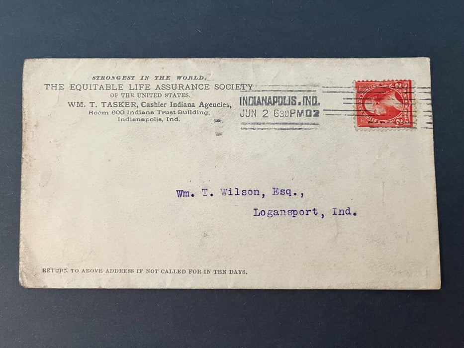 The Equitable Life Assurance Society Indianapolis Indiana To Logansport 2 Cent