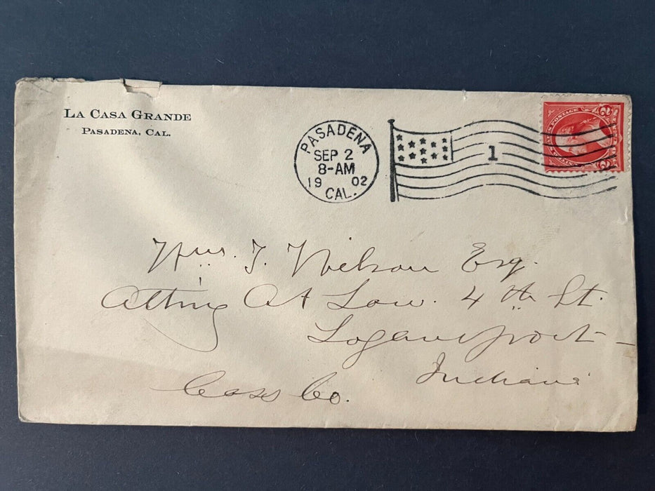1902 La Casa Grande Pasadena California To Logansport Indiana 2 Cent