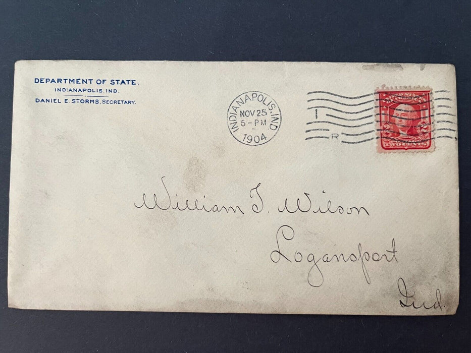 Department Of State Daniel E. Storms Indianapolis Indiana To Logansport 2 Cent