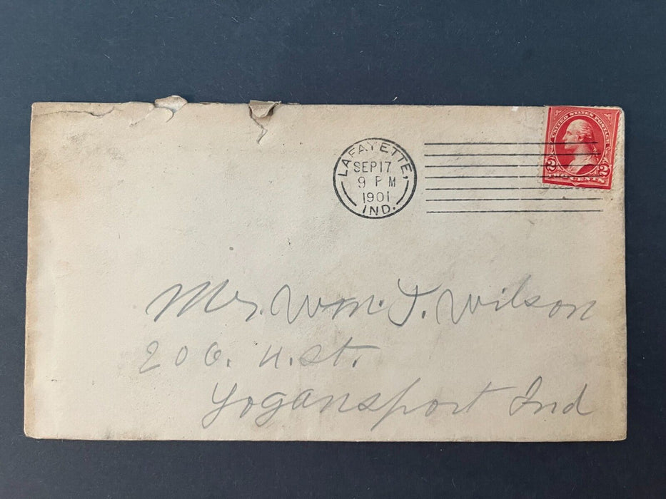 1901 Mr. Wilson Lafayette Indiana To Logansport Doane Cancel 2 Cent Cover