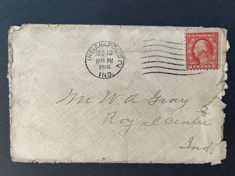 1912 Mr. Gray Indianapolis Indiana Royal Center Doane Cancel 2 Cent Cover
