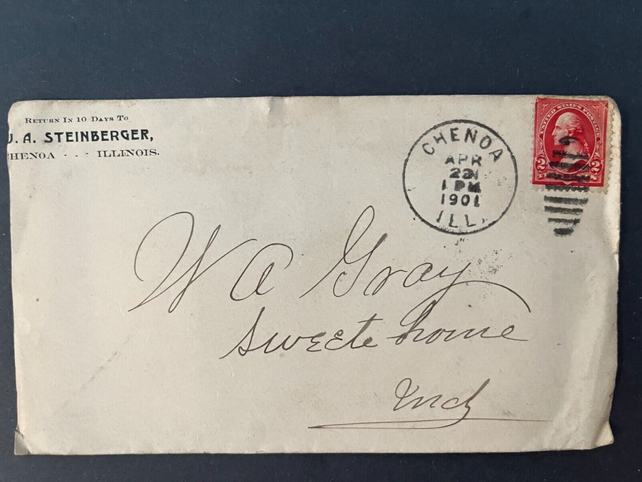 JA Steinberger Chenoa Illinois Sweet Home Indiana Duplex Cancel 2 Cent Cover