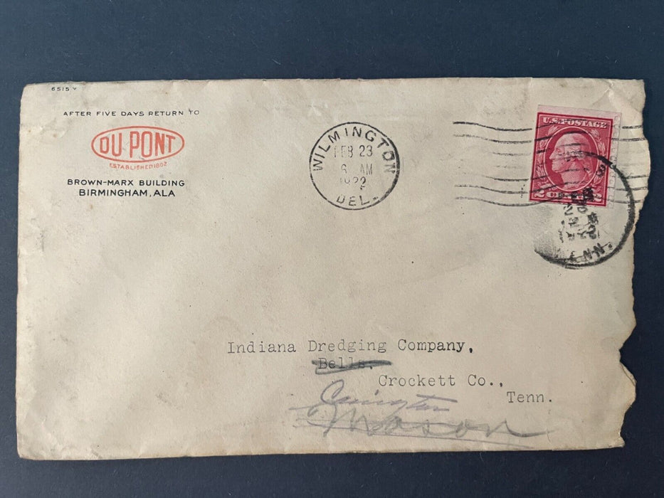 1922 Du Pont Brown Marx Building Birmingham Alabama Wilmington DE 2 Cents Cover