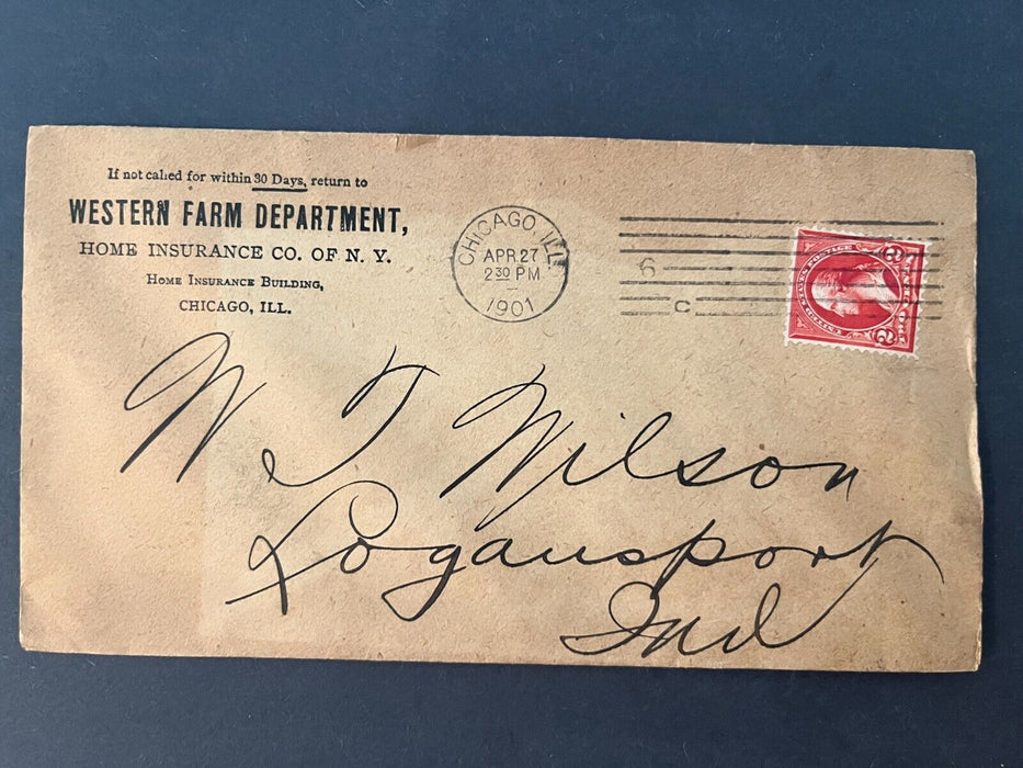 Western Farm Department Home Insurance Co. NY Chicago Illinois Logansport Cover