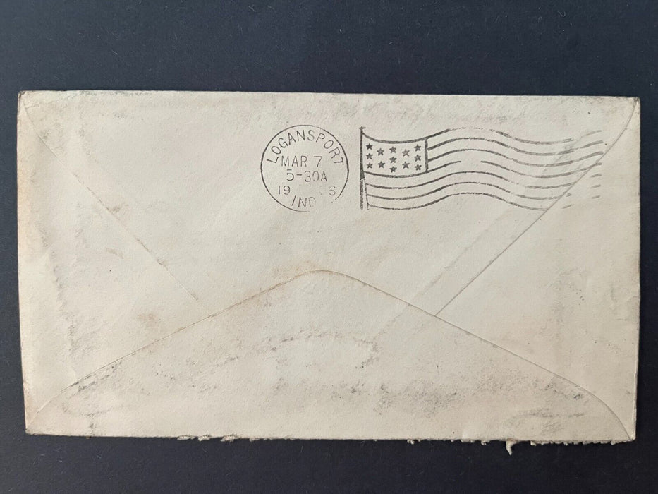 1906 Sheldon Illinois Logansport IN Flag Cancel 2 Cent Cover