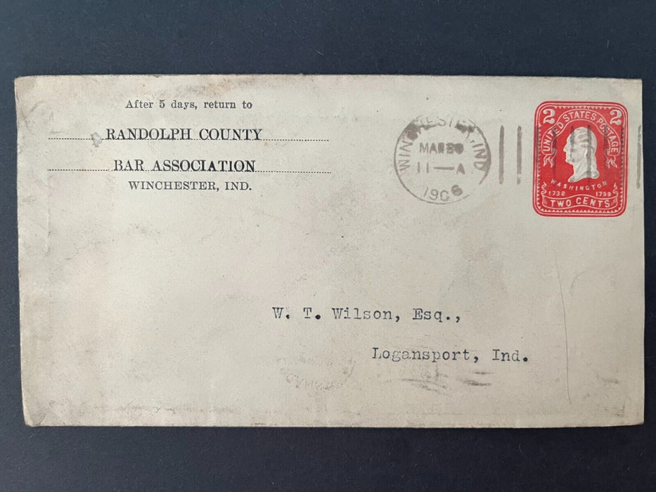 Randolph County Bar Association Winchester Indiana Logansport Flag Cancel Cover