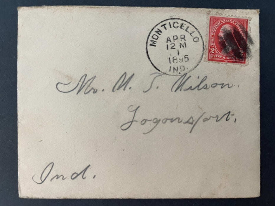 1895 Mr. Wilson Monticello Indiana Logansport Duplex Cancel 2 Cent Cover