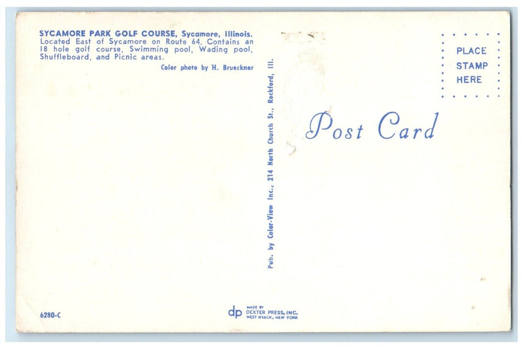 c1960 Sycamore Park Golf Course Field Playing Sports Sycamore Illinois Postcard