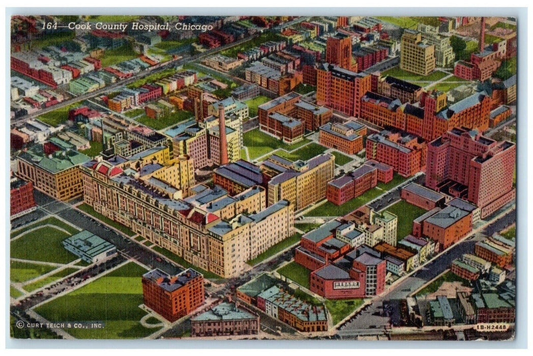 1944 Aerial View Cook County Hospital Buildings Chicago Illinois Posted Postcard