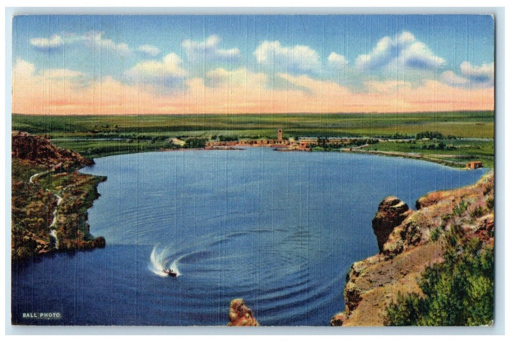 1947 Aerial View Lea Lake Bottomless Lake State Park Roswell New Mexico Postcard