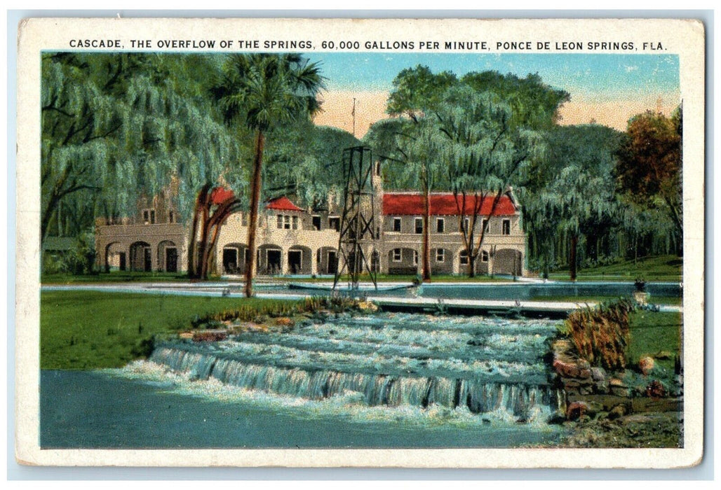 1920 Cascade Overflow Springs Ponce De Leon Springs Florida FL Unposted Postcard