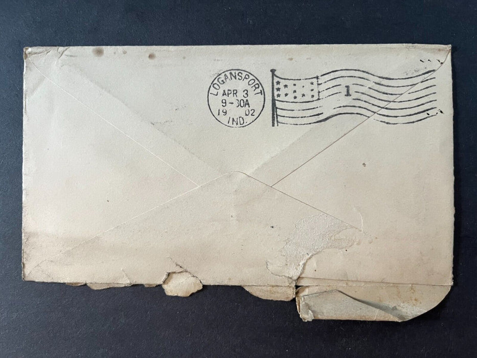 1902 Funk & Wagnalls Company Lafayette New York Logansport Flag Cancel Cover