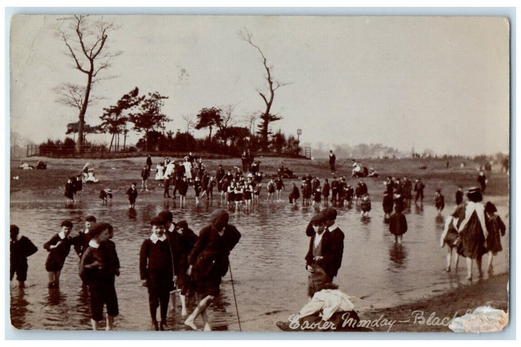 1907 Easter School Children Boys Girls Blackpool England RPPC Photo Postcard