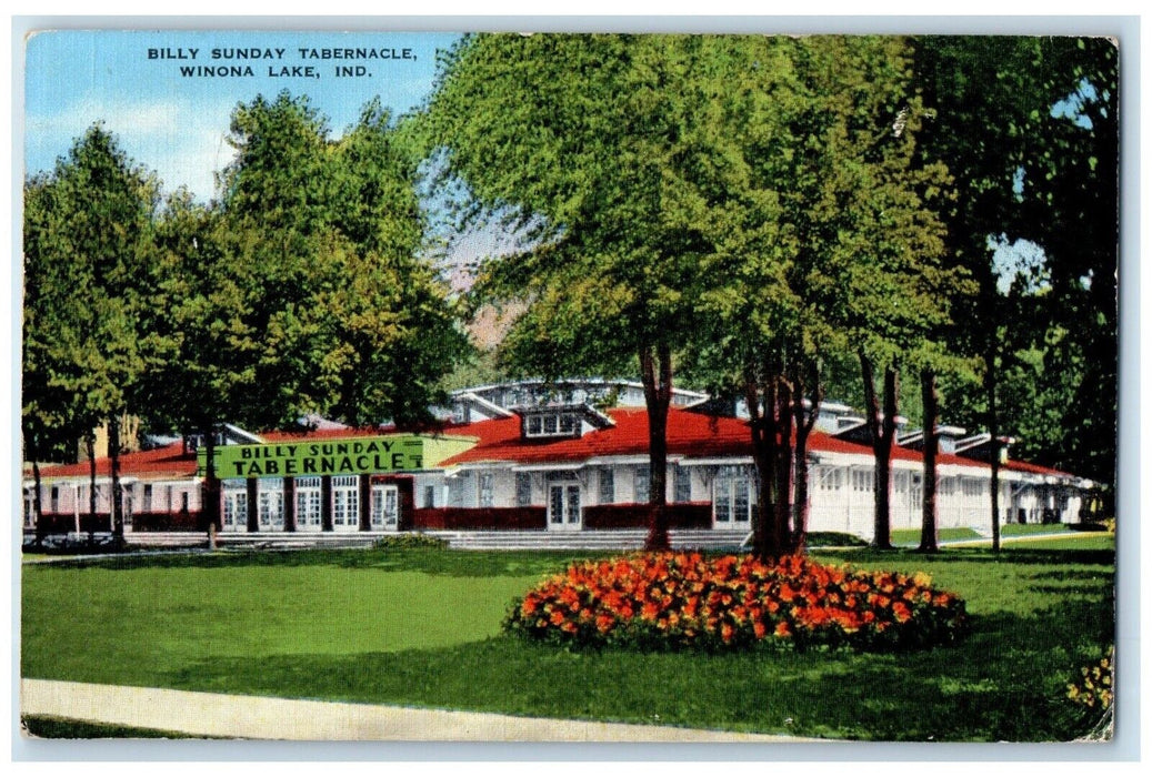 1945 Billy Sunday Tabernacle Exterior Building Winona Lake Indiana IN Postcard